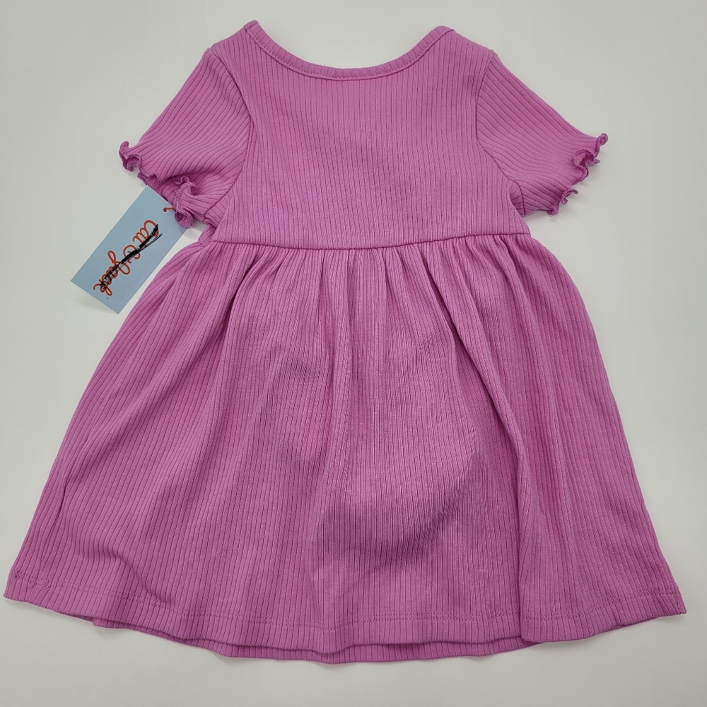 Cat & Jack Dress Lilac Short Sleeve Rib Knit Stretch Pink Purple Size 18mo NEW - Picture 5 of 11